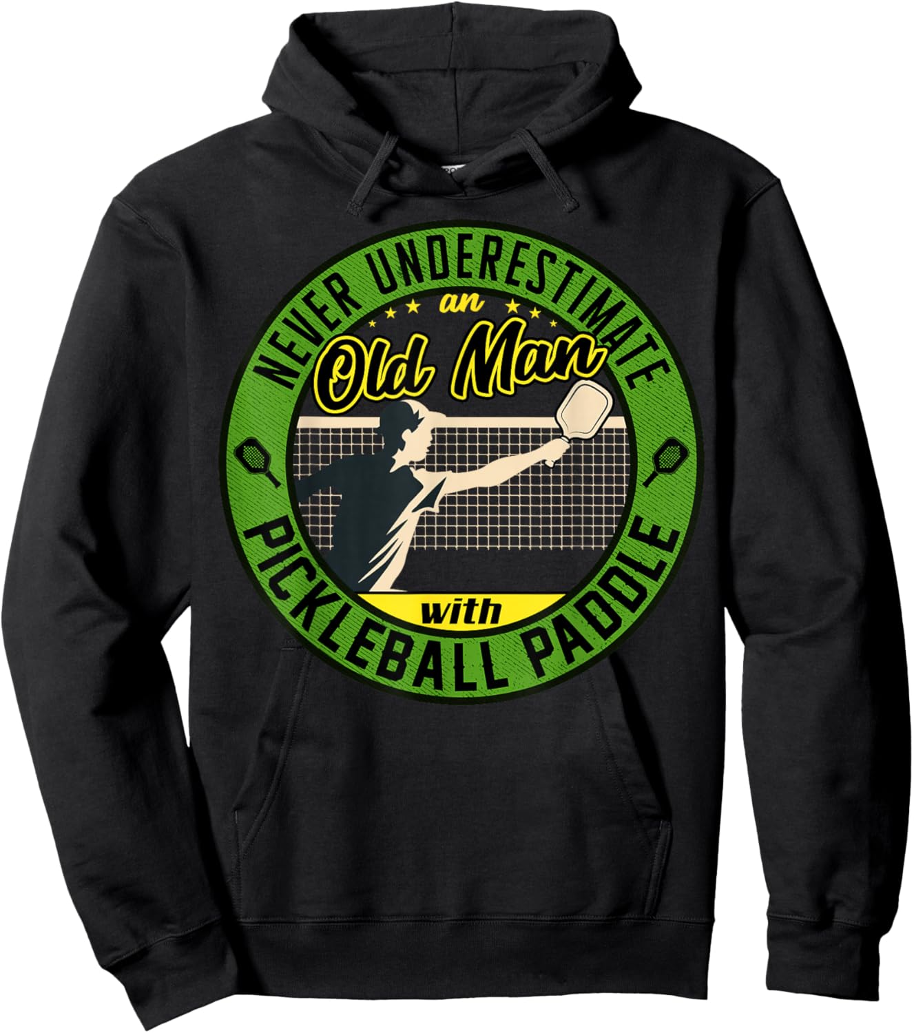 Funny pickleball sayings design Retro Paddle Court Hoodie - Hoodie | Black