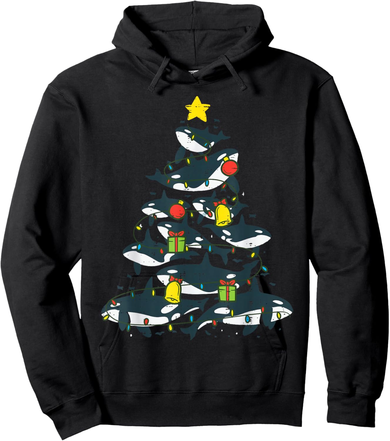 Killer Whales Christmas Tree Xmas Orca Women Men Boys Kids Hoodie - Hoodie | Black