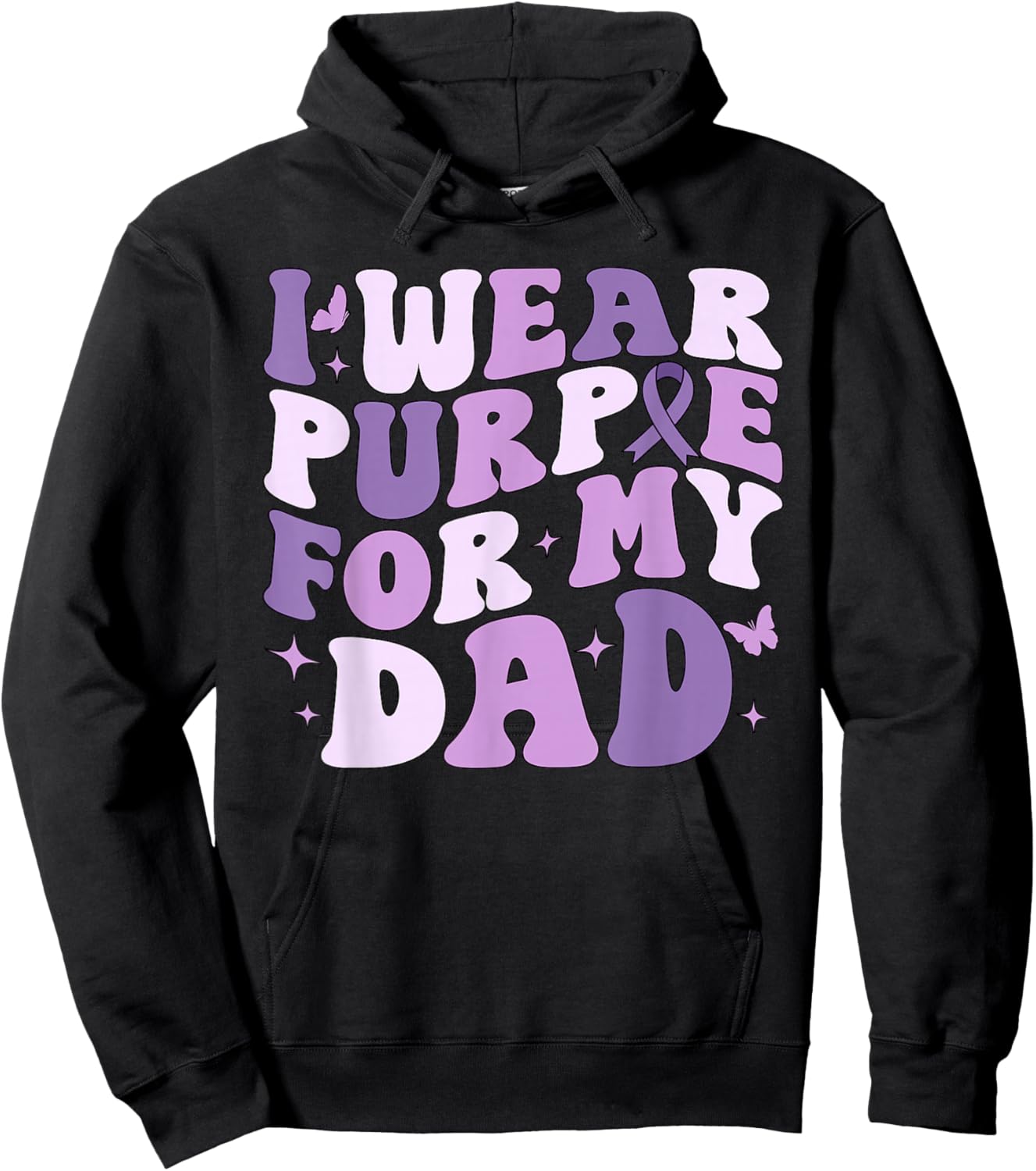 I Wear Purple For My Dad Pancreatic Cancer Awareness Kids Hoodie - Hoodie | Black