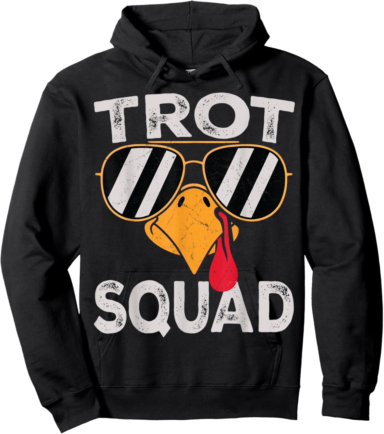 Running Turkey Sunglasses Trot Squad Thanksgiving Hoodie - Hoodie | Black