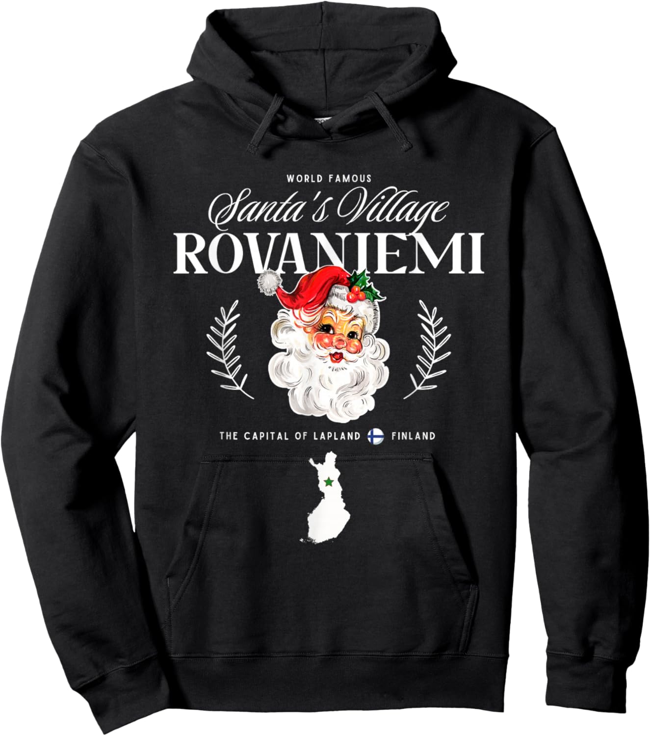 World Famous Rovaniemi Vintage Santa Claus Lapland Finland Hoodie - Hoodie | Black
