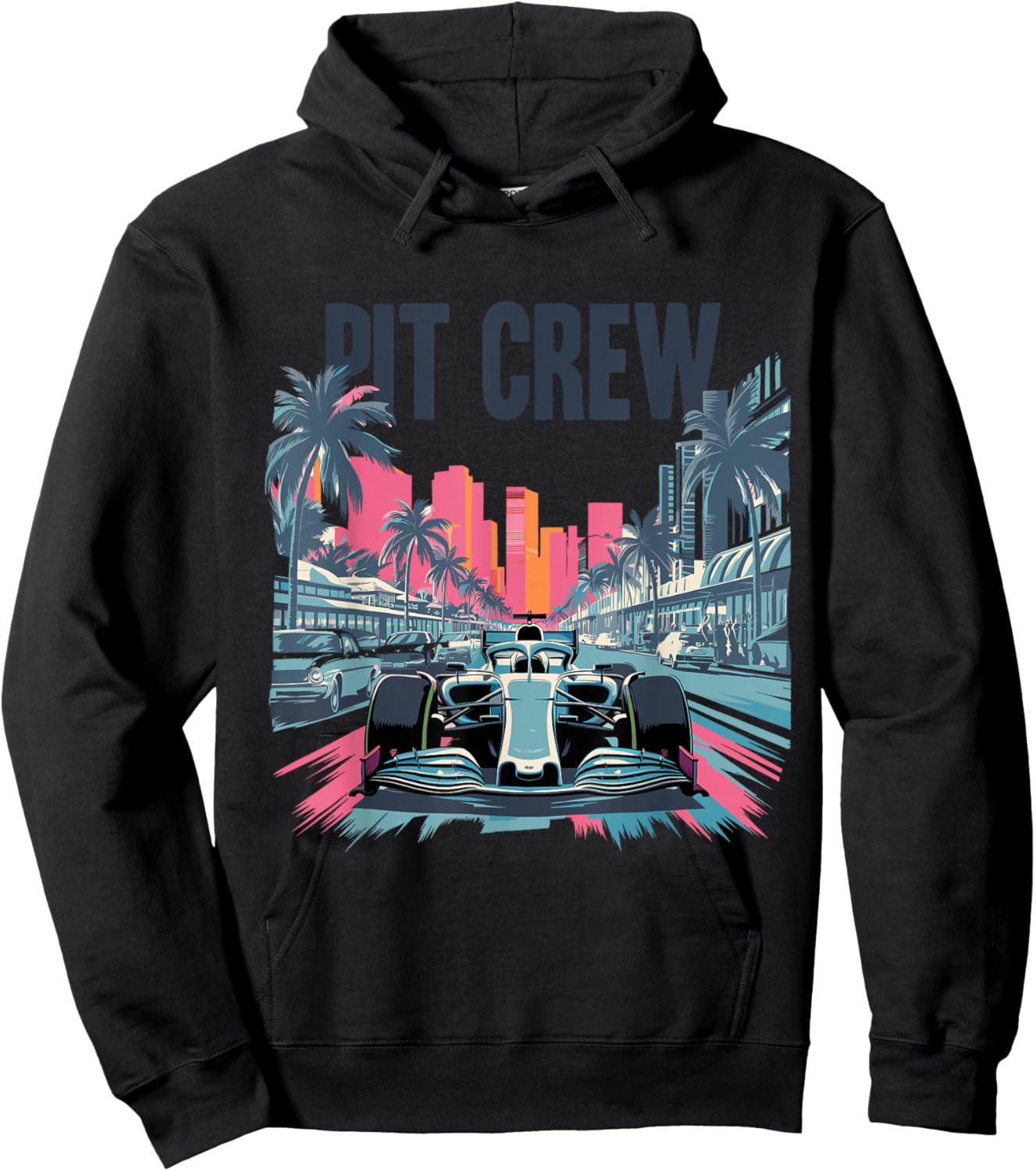 Miami Pit Crew Costume Car Racing Retro Auto Car Race Hoodie - Hoodie | Black