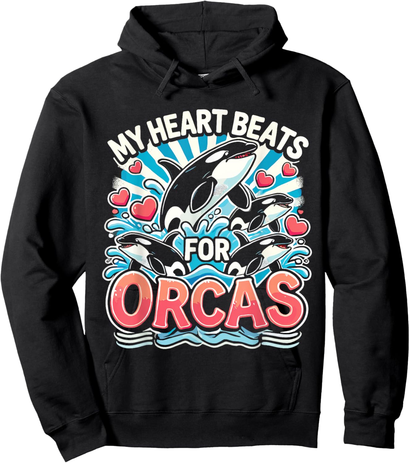 Kids Orca My Heart Beats For Orcas Toddler Orca Kids Hoodie - Hoodie | Black