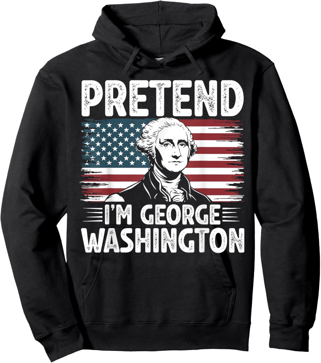 Pretend I'm George Washington Vintage Halloween Costume Hoodie - Hoodie | Black