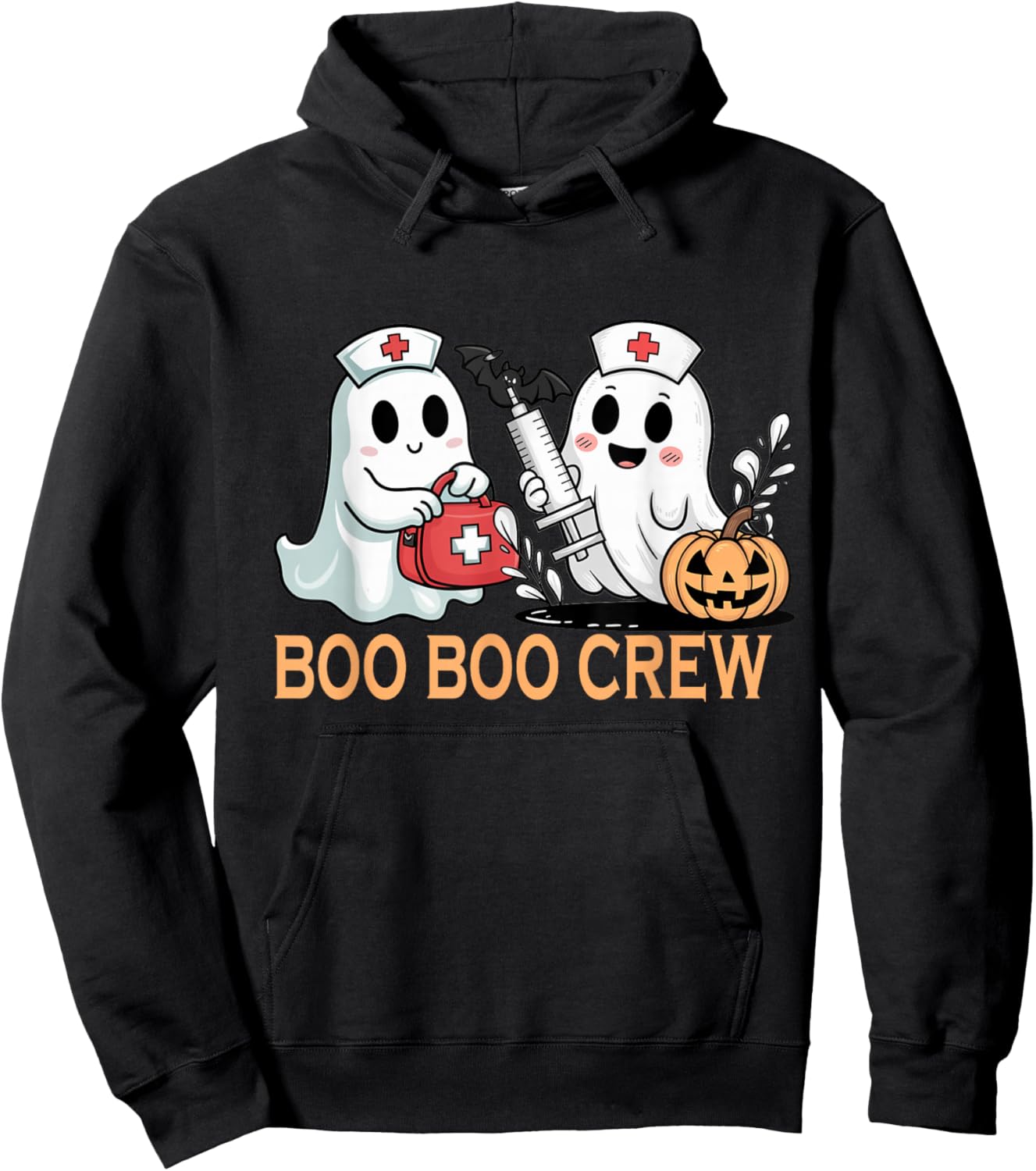 Ghost Boo Boo Crew Nurse Halloween Women Spooky Nurse Funny Hoodie - Hoodie | Black