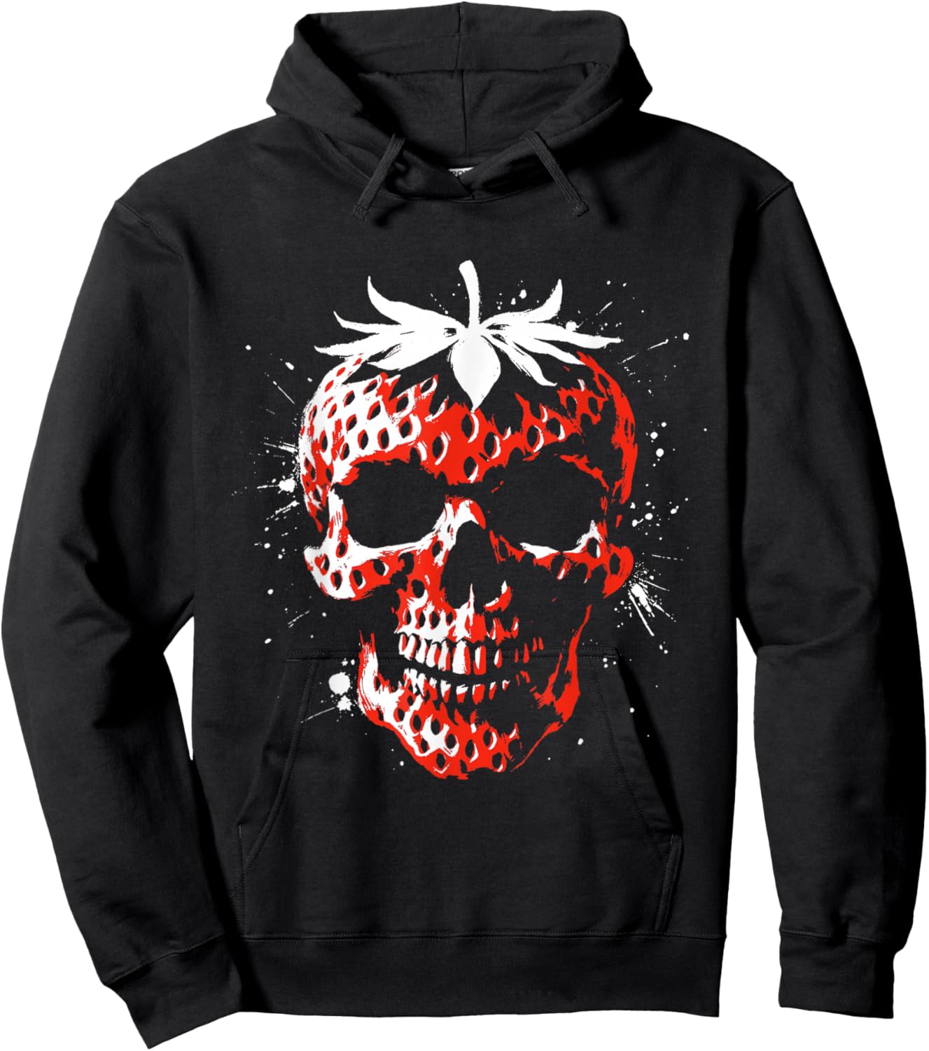 Strawberry Skull - Creepy Skeleton Fruit Halloween Lover Hoodie - Hoodie | Black