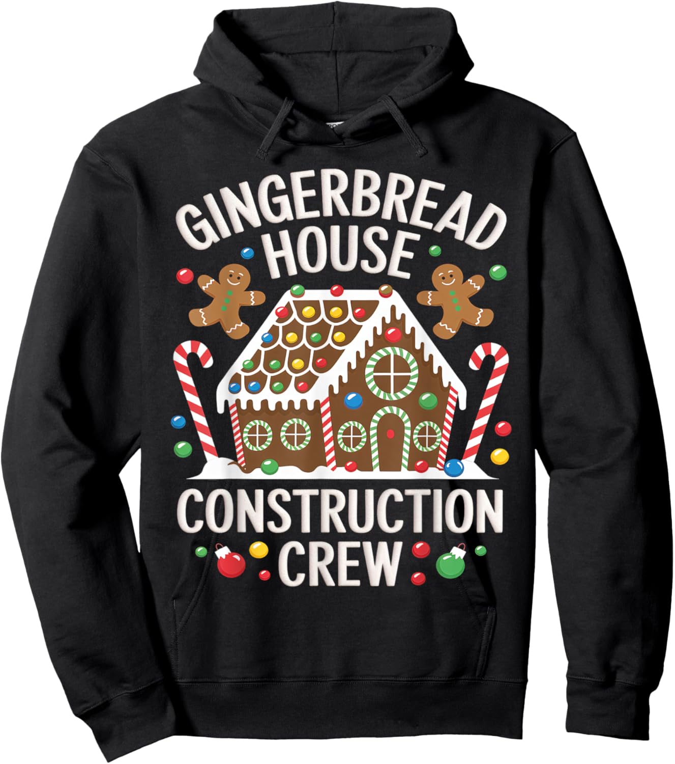 Gingerbread House Construction Crew Decorating Baking Xmas Hoodie - Hoodie | Black