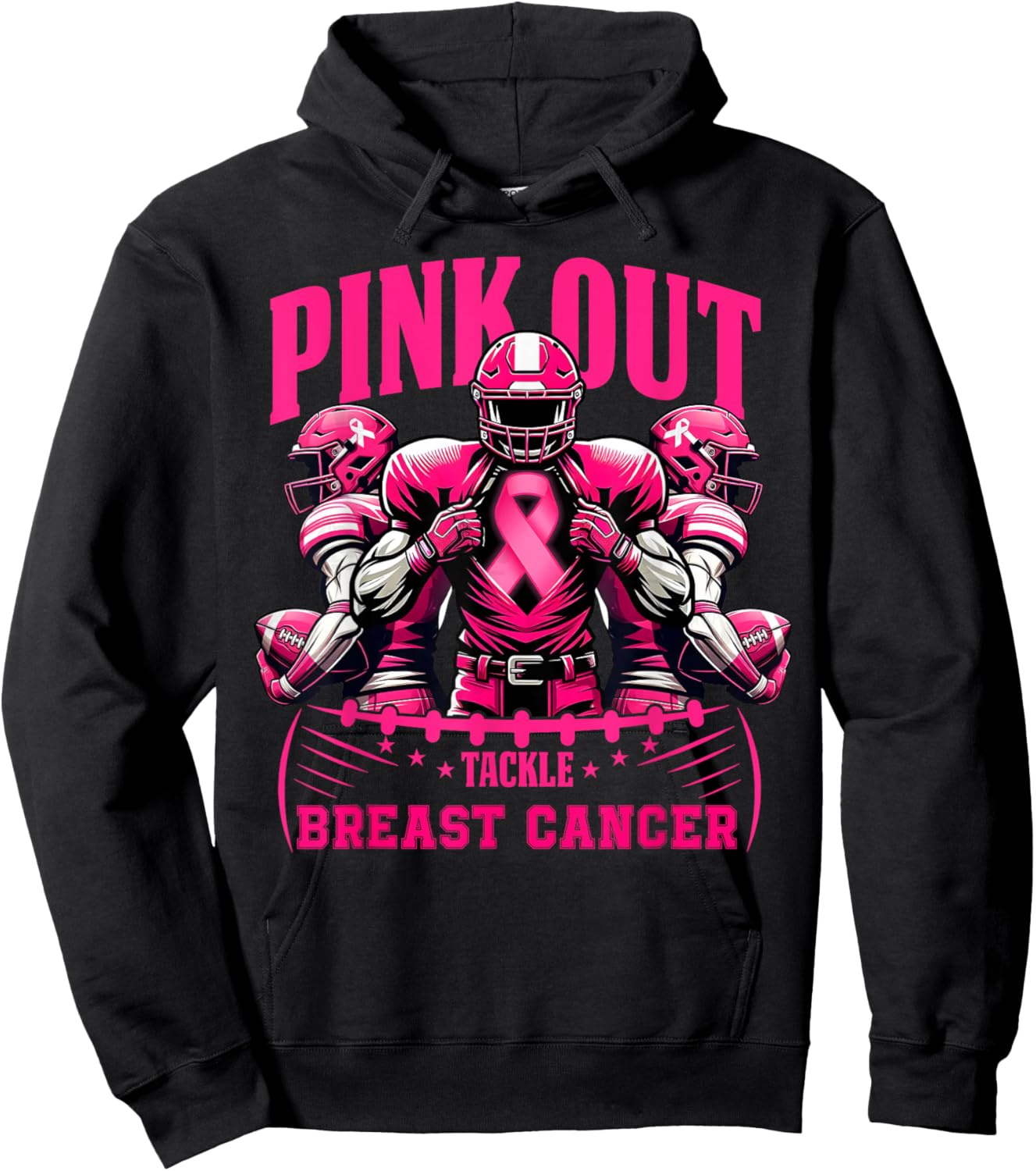 Pink Out Football Game Tackle Breast Cancer Spirit Week Hoodie - Hoodie | Black