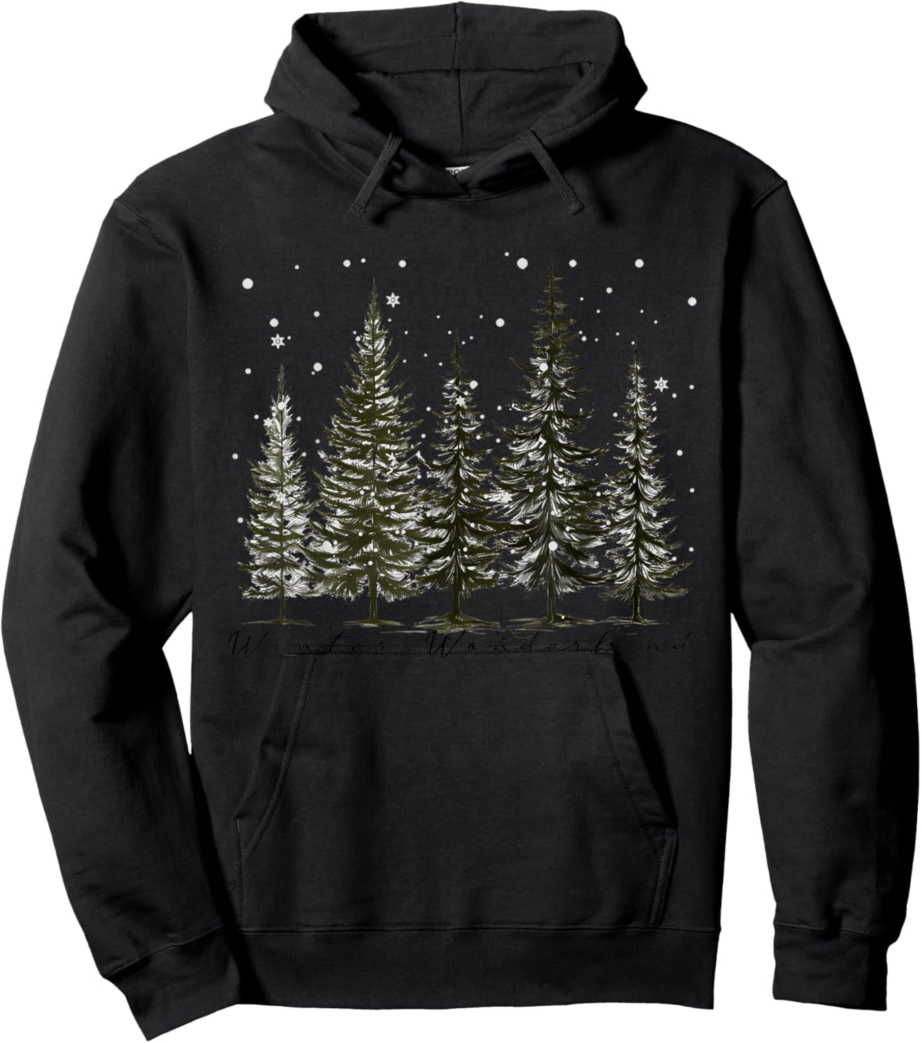 Winter Wonderland Pine Tree Nature Lover Hiking Camping Hoodie - Hoodie | Black