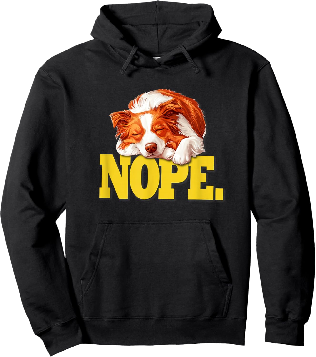 Kids Funny Lazy Sleep Nap NOPE Red Border Collie Lover Hoodie - Hoodie | Black