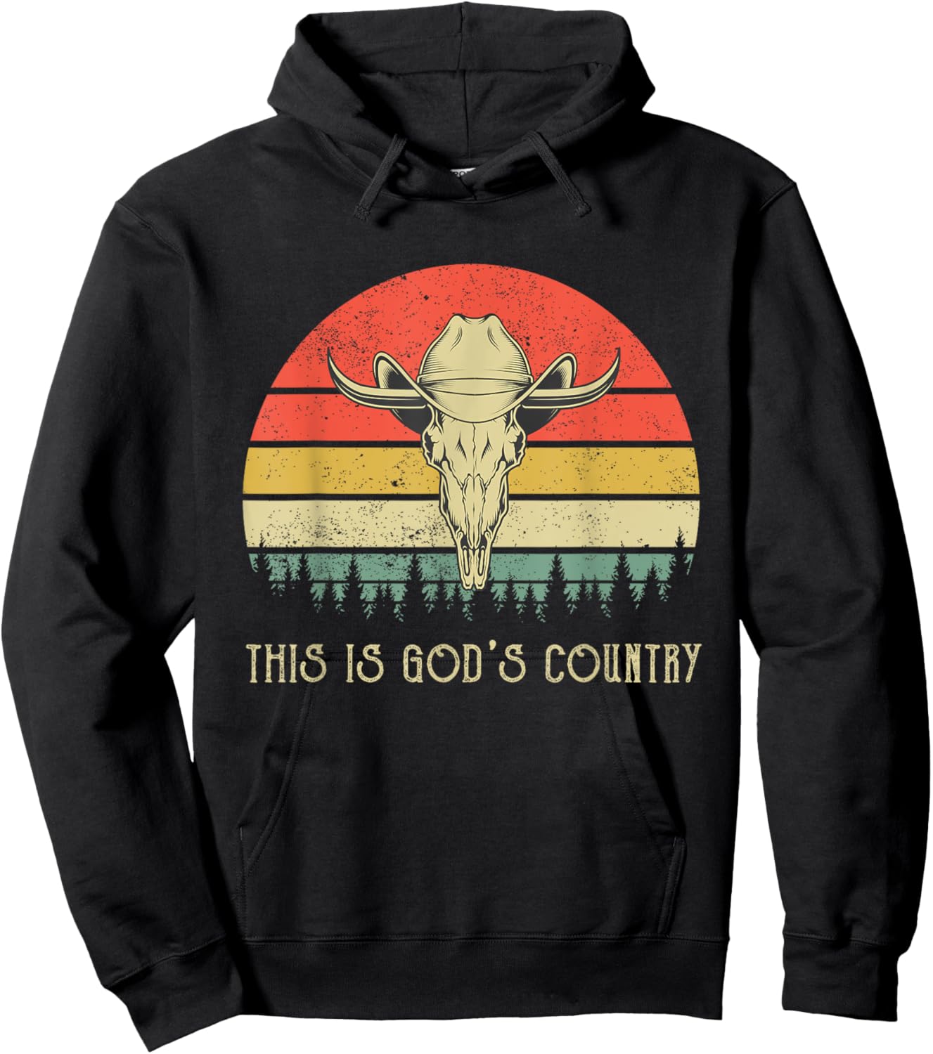 This Is God's Music Country Outfit Bull Skulls Western Howdy Hoodie - Hoodie | Black