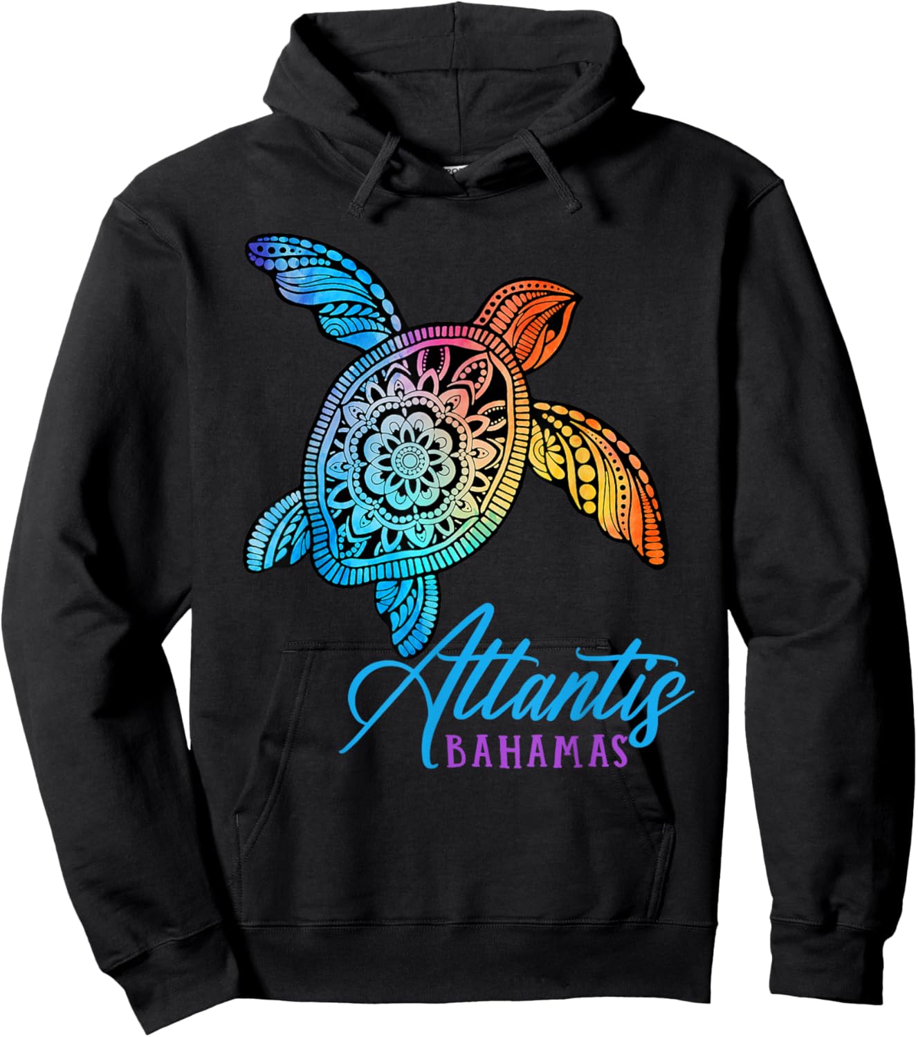 Atlantis Bahamas Atlantis Tribal Tie Dye Sea Turtle Hoodie - Hoodie | Black
