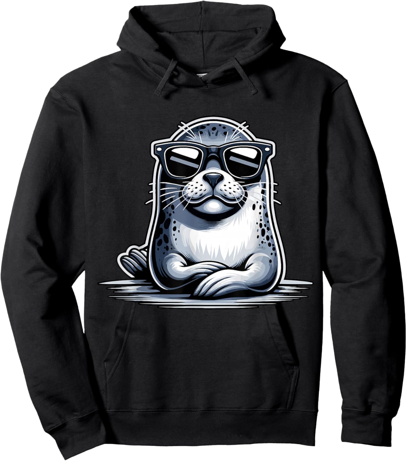 Seal with Sunglasses Sea Lion Hoodie - Hoodie | Black