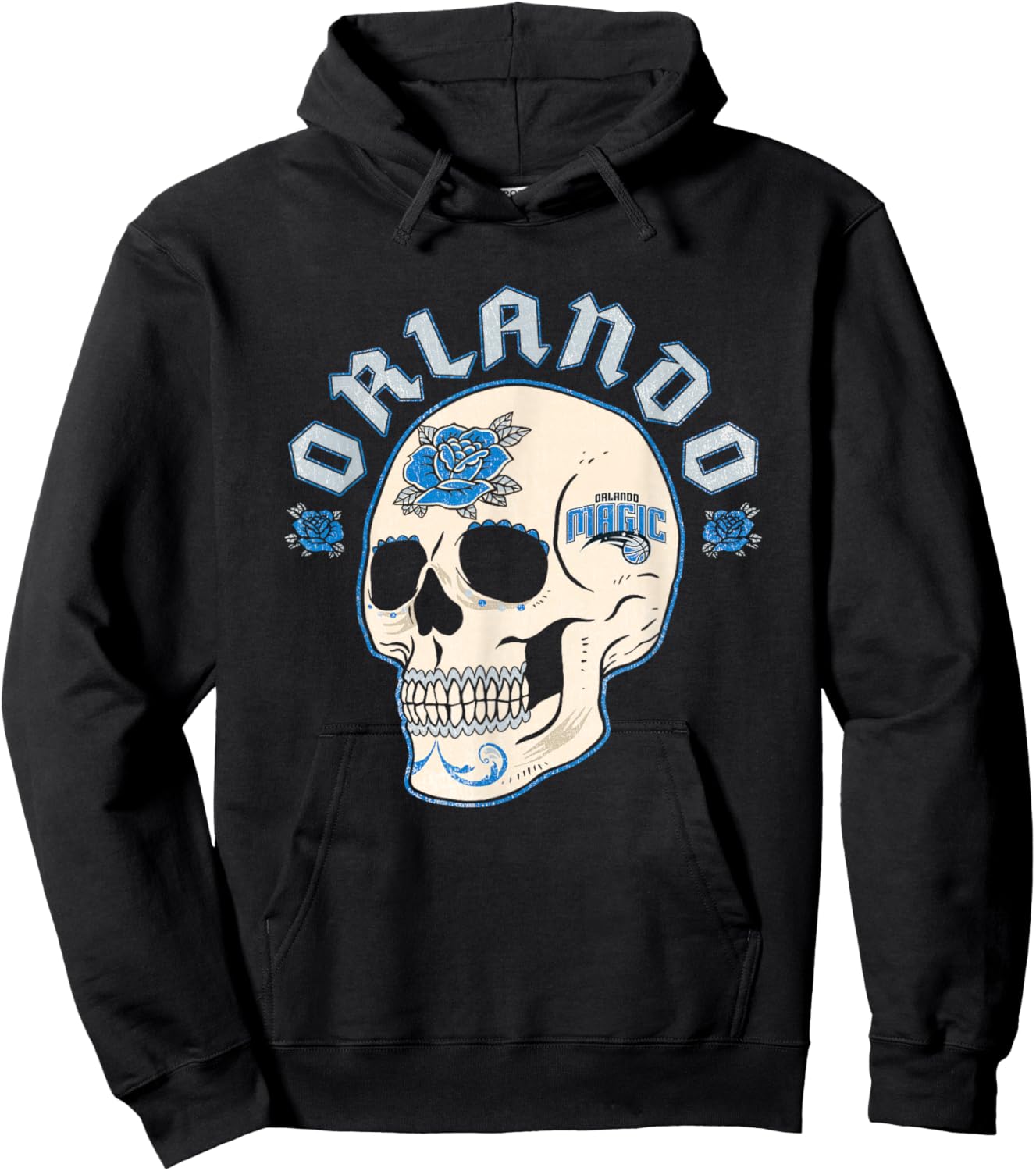 NBA Orlando Magic Halloween Floral Skull Hoodie - Hoodie | Black