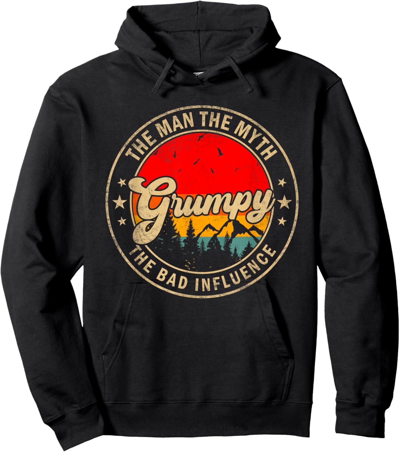 Grumpy the Man the Myth the bad Influence for Papa Grandpa Hoodie - Hoodie | Black