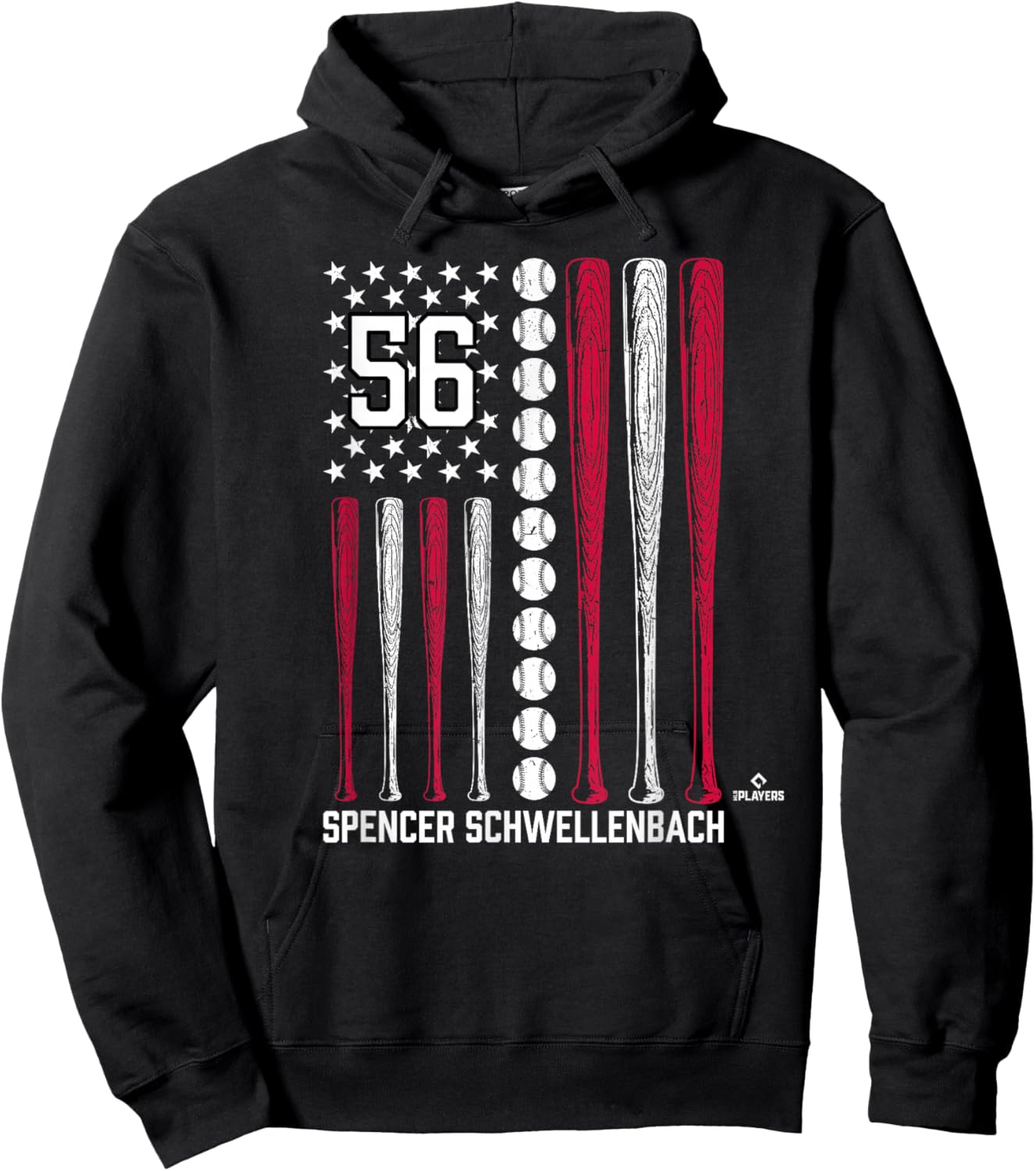 Baseball American Flag Spencer Schwellenbach Atlanta Hoodie - Hoodie | Black