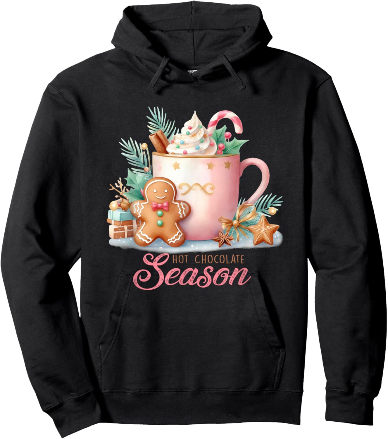 Cute Hot Chocolate Season Hoodie - Hoodie | Black