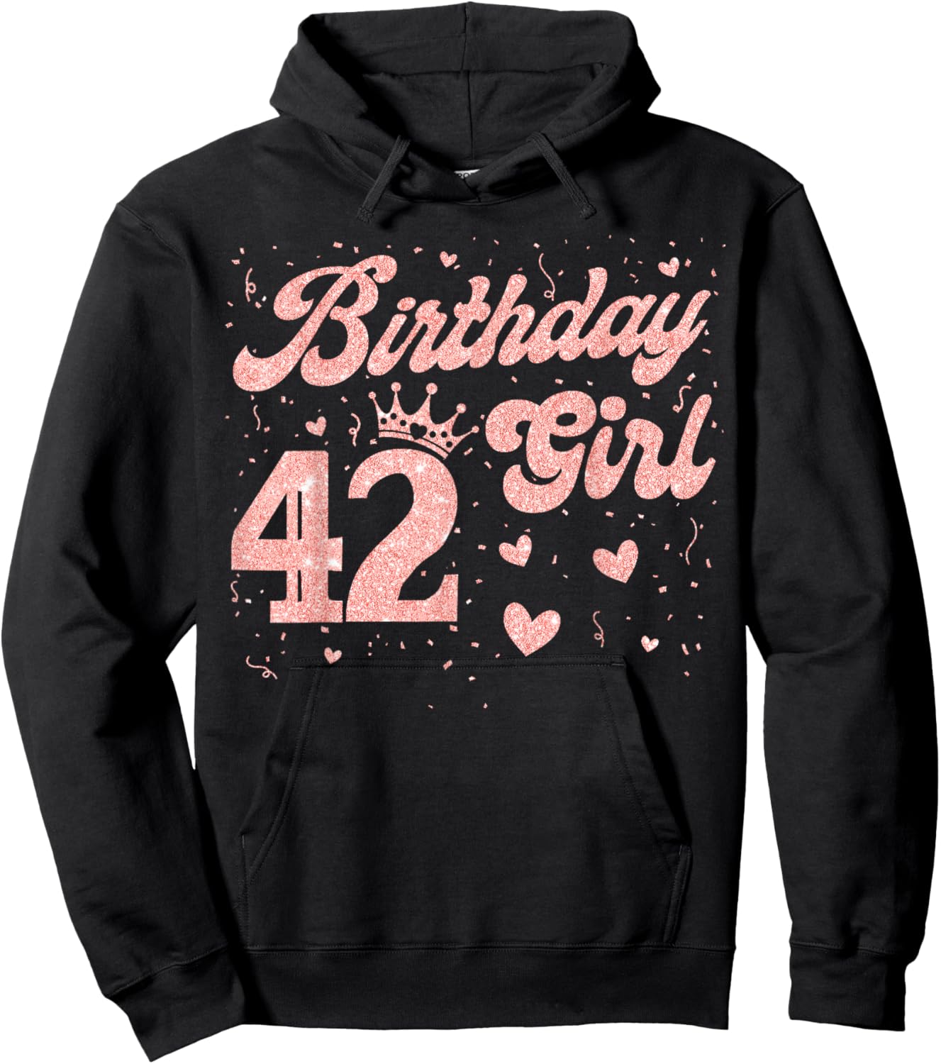 42 Birthday Girl Pink Crown Happy 42 Years Old Lady Women Hoodie - Hoodie | Black