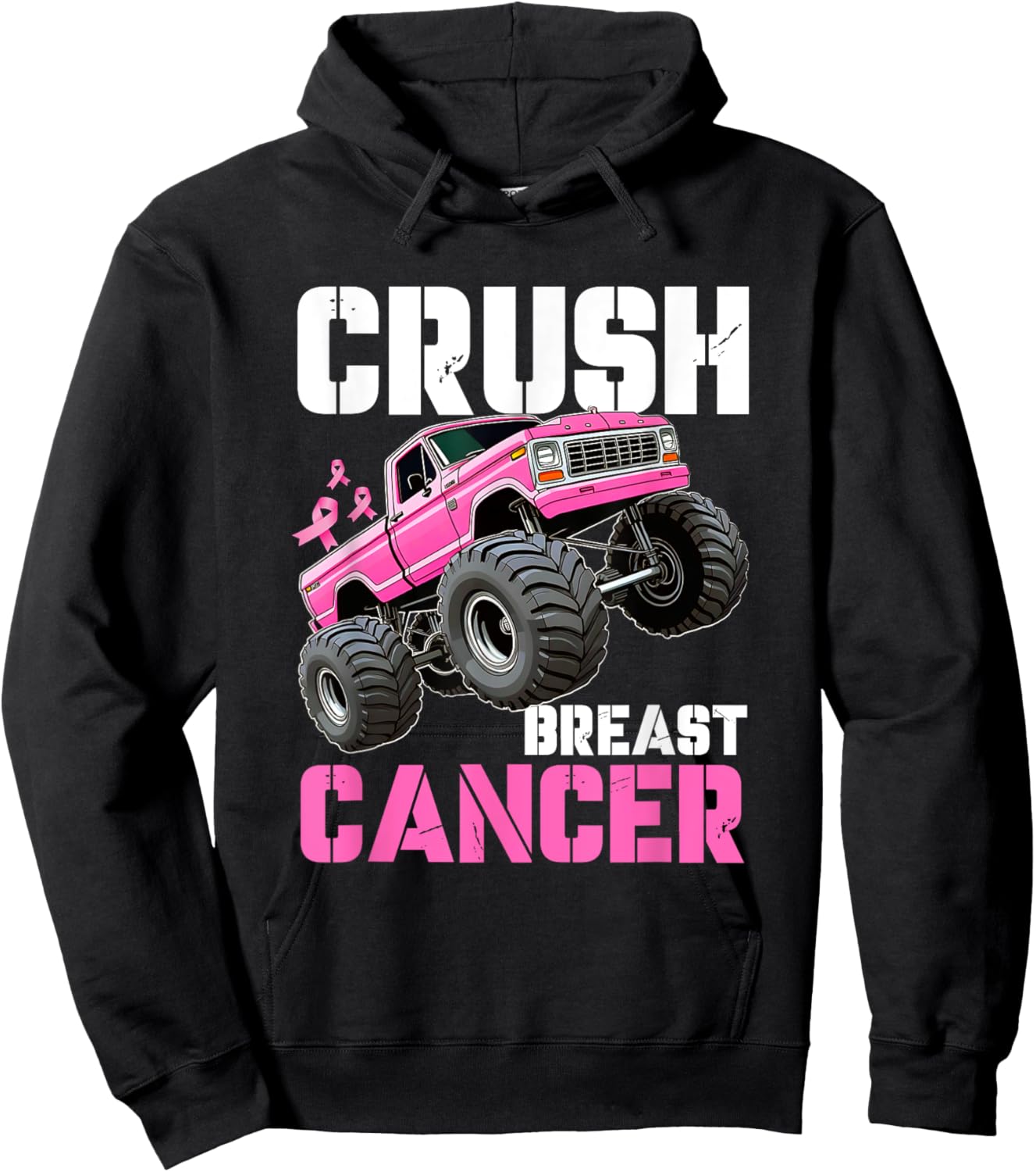 Crush Breast Cancer Monster Truck Wear Pink Hoodie - Hoodie | Black