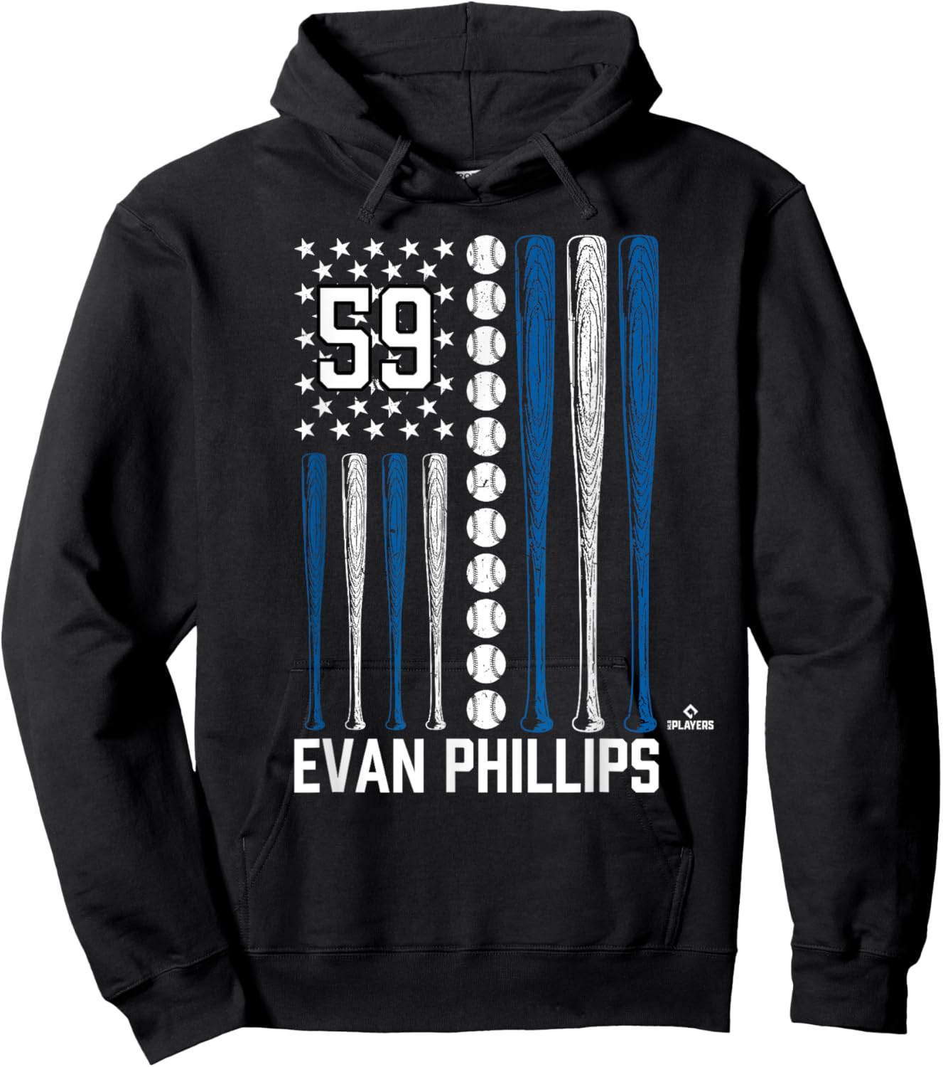 Baseball American Flag Evan Phillips Los Angeles Baseball Hoodie - Hoodie | Black