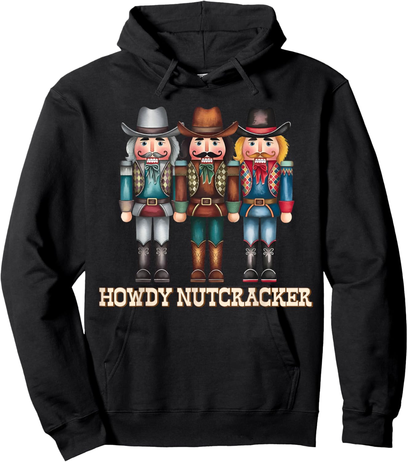 Howdy Nutcracker Cowboy Western Country Christmas Men Women Hoodie - Hoodie | Black