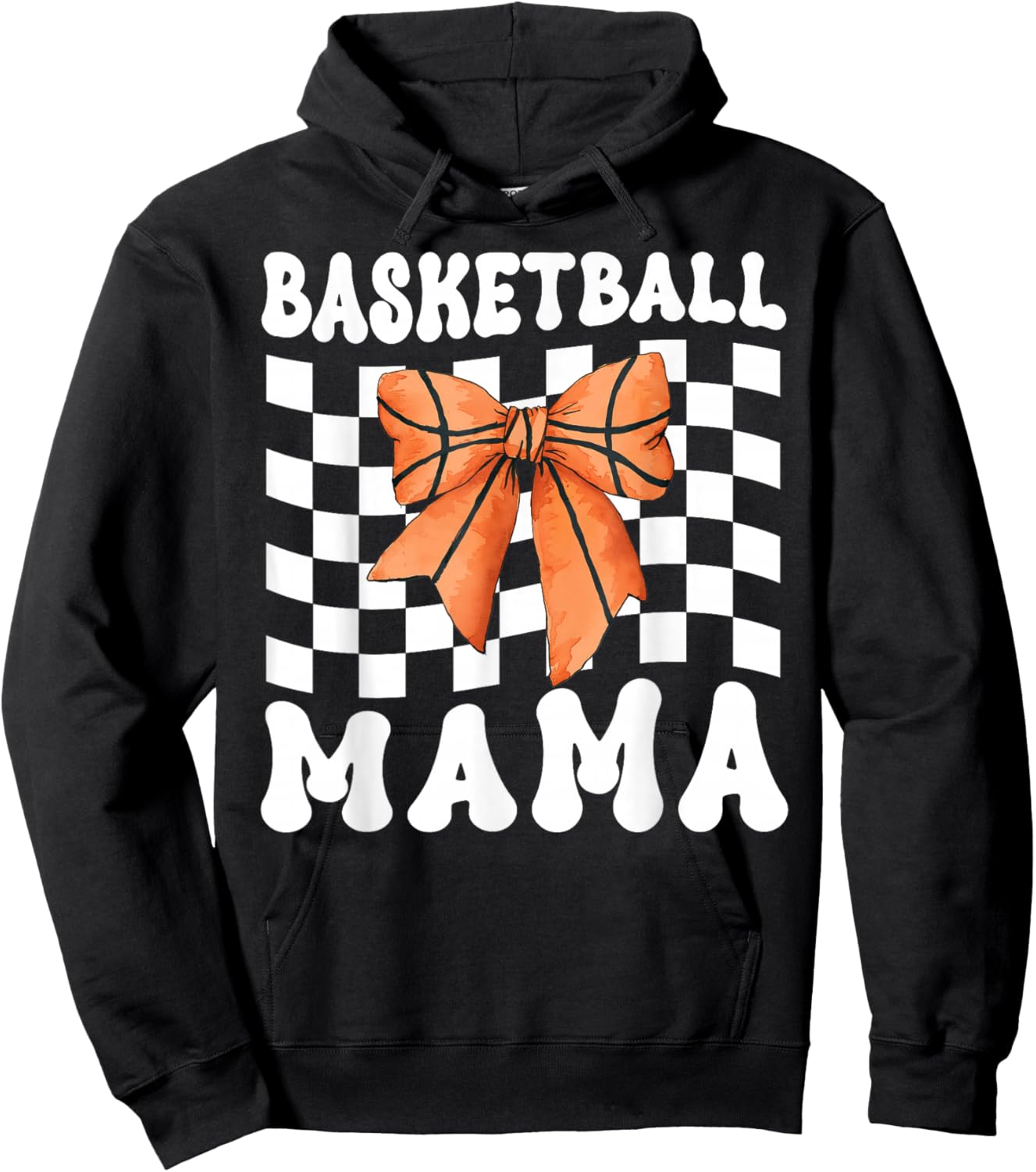 Basketball Mama Coquette Bow Game Day Funny Sports Lover Mom Hoodie - Hoodie | Black
