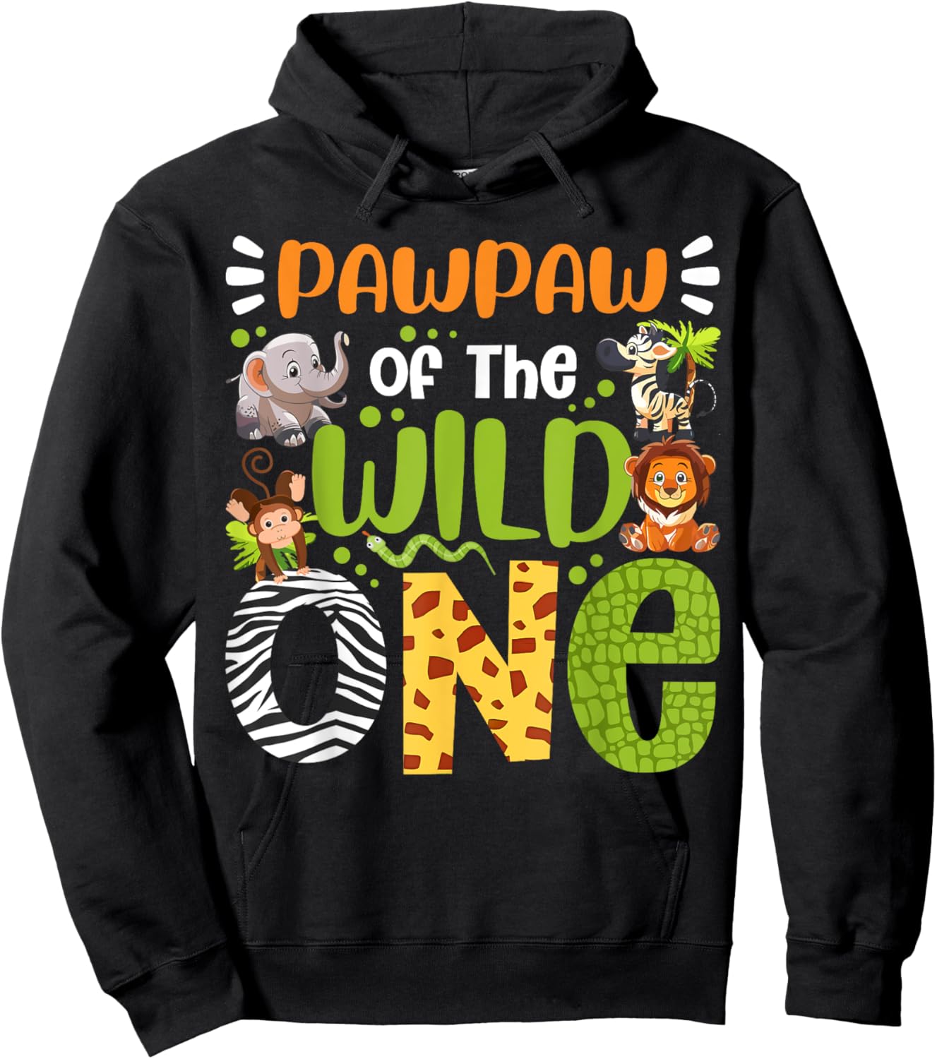 Pawpaw Of The Wild One Kids Safari Zoo Birthday Family Hoodie - Hoodie | Black