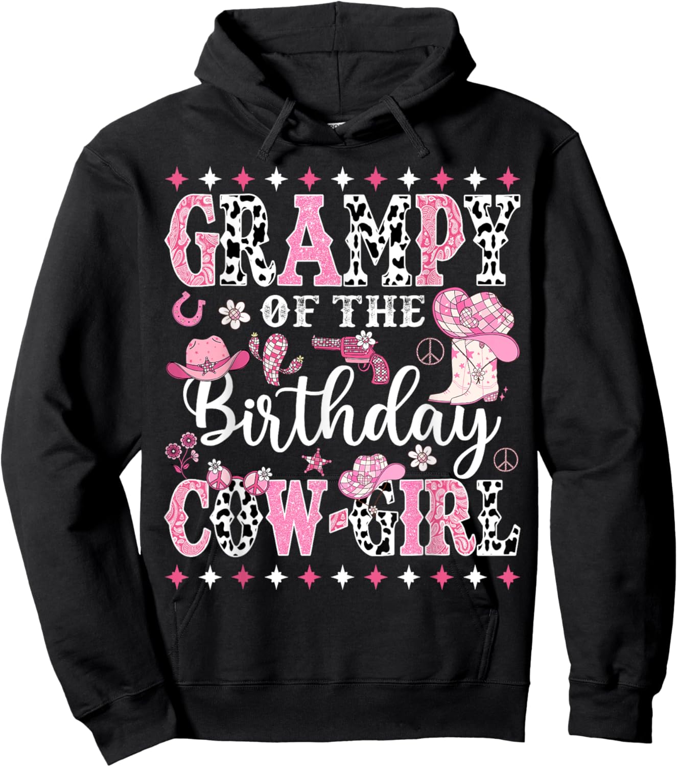Grampy Of The Birthday CowGirl Rodeo CowGirl Birthday Hoodie - Hoodie | Black