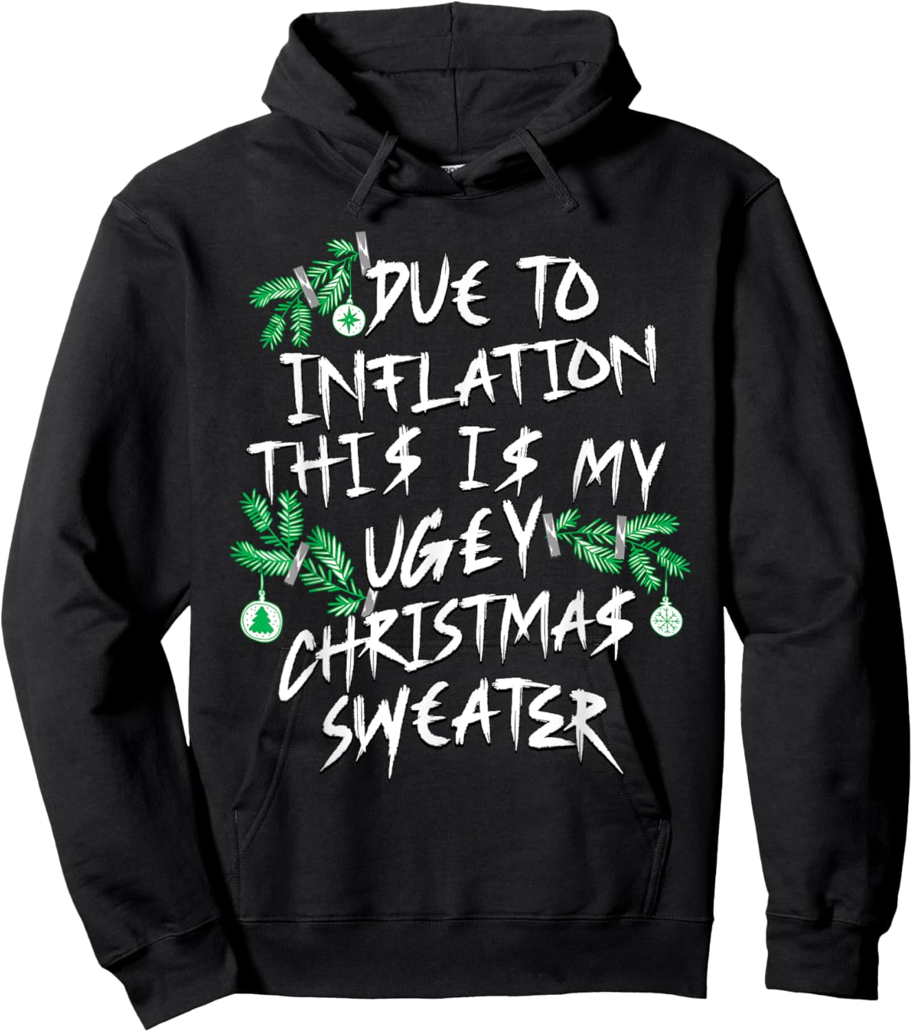 Funny Due To Inflation Ugly Christmas Sweaters Women Hoodie - Hoodie | Black