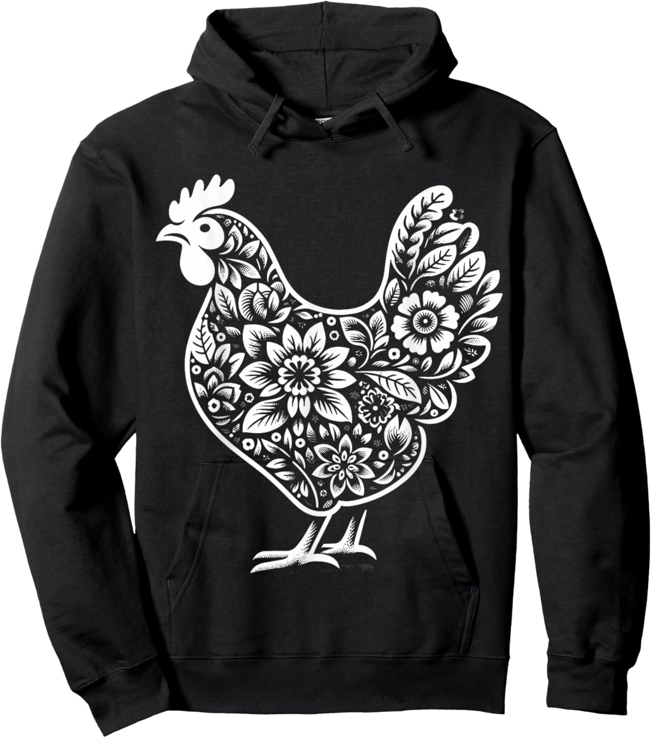 Floral Chicken Farmer Chicken Girl Flower Hoodie - Hoodie | Black