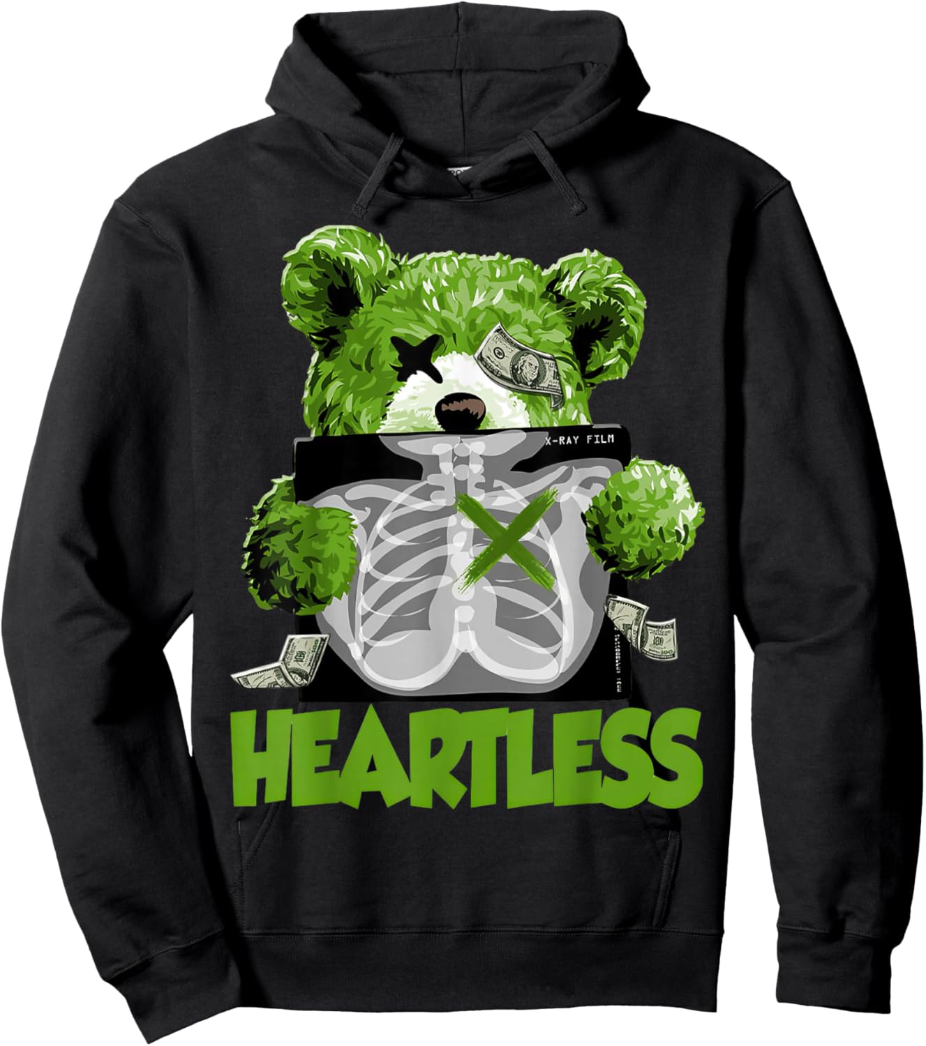 Chlorophyll Green White Color Match Hoodie - Hoodie | Black