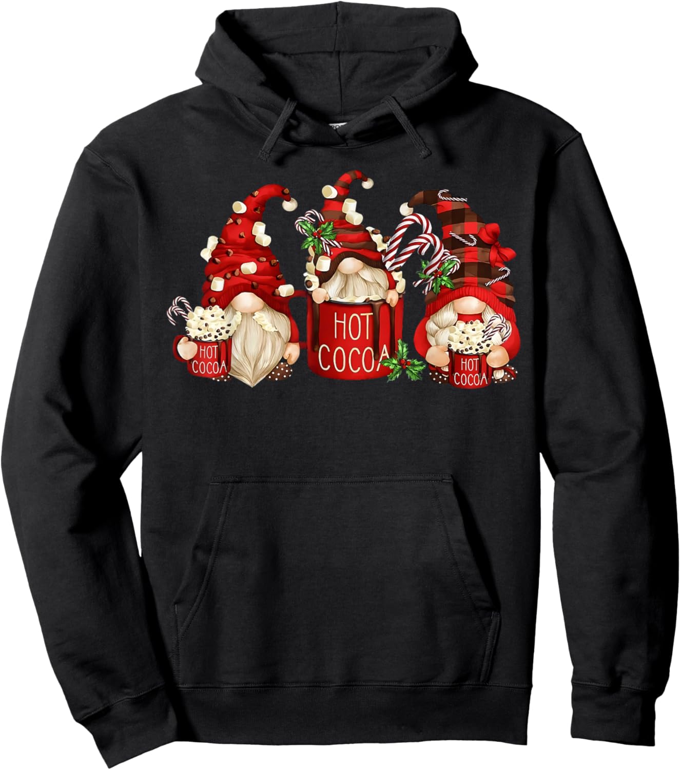 Cute Retro Chocolate Hot Cocoa Mug Funny Gnomes Christmas Hoodie - Hoodie | Black