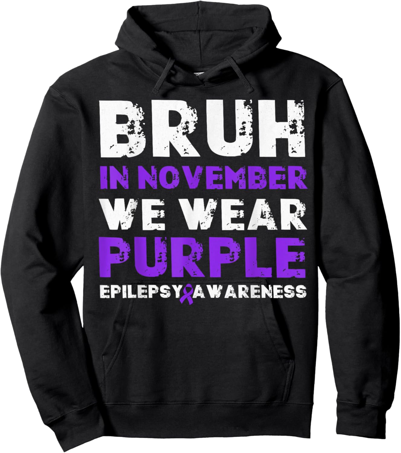 Bruh In November We Wear Purple Epilepsy Awareness Boys Kids Hoodie - Hoodie | Black