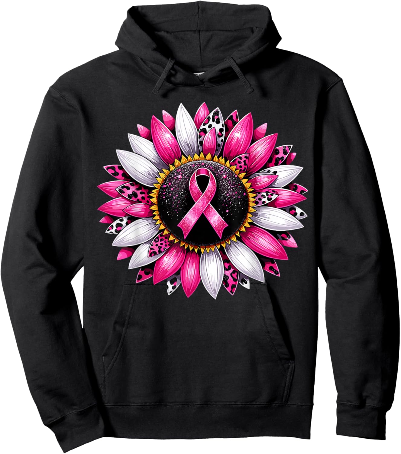 Sunflower Pink Breast Cancer Awareness Women Warrior Hoodie - Hoodie | Black