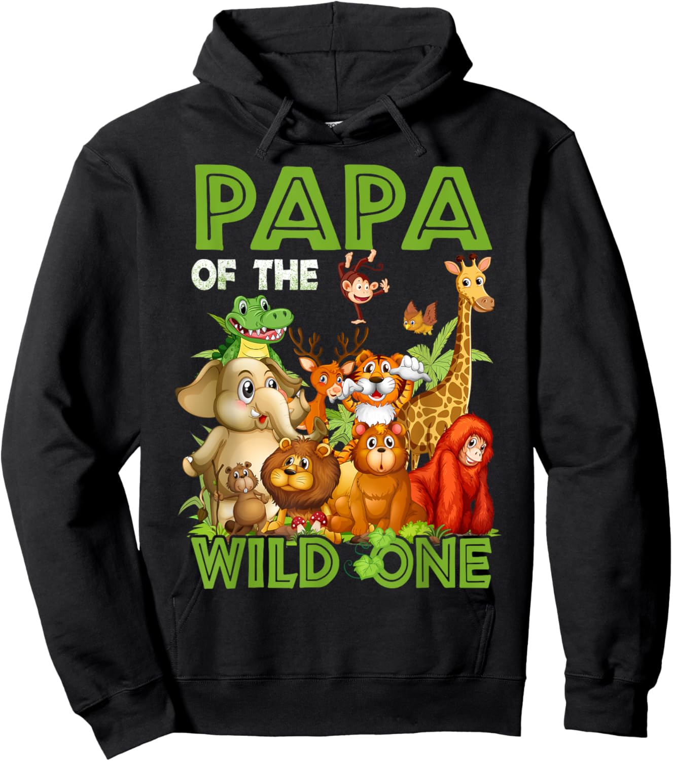 Papa Of The Wild One Birthday Animal Safari Jungle Hoodie - Hoodie | Black