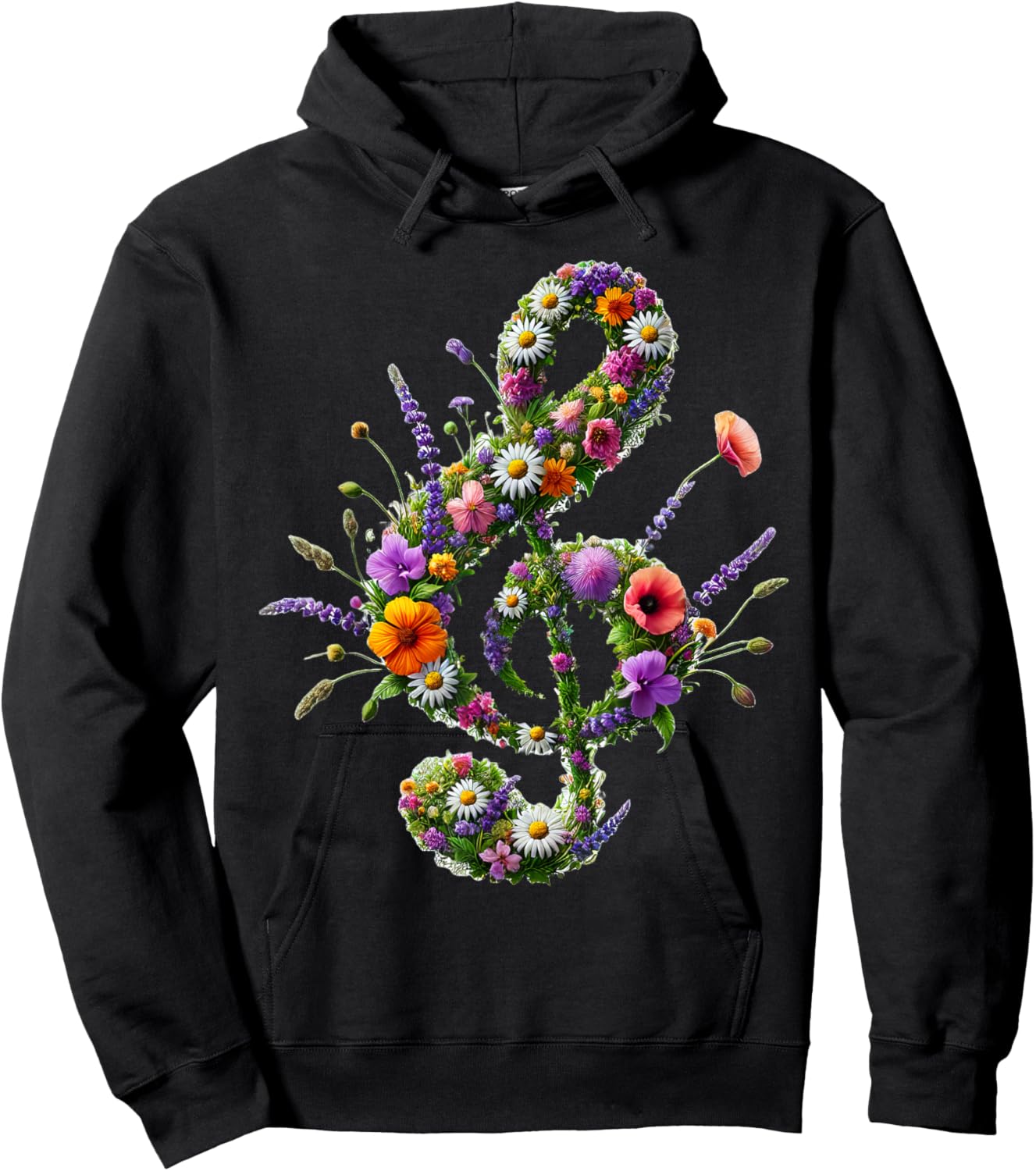 Wildflowers Treble Clef Flower Musical Note Music Hoodie - Hoodie | Black