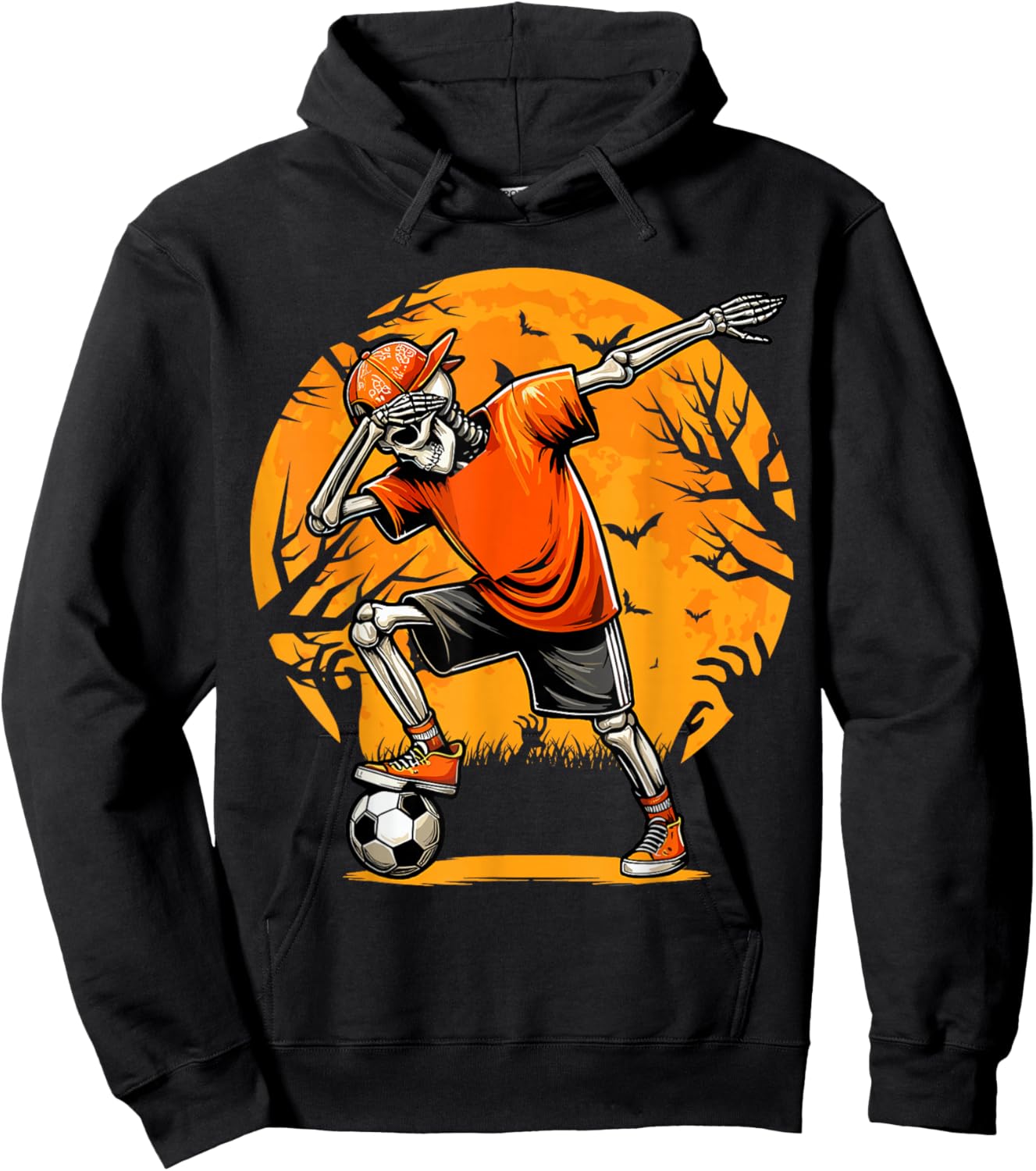 Dabbing Soccer Skeleton Funny Football Boys Soccer Halloween Hoodie - Hoodie | Black