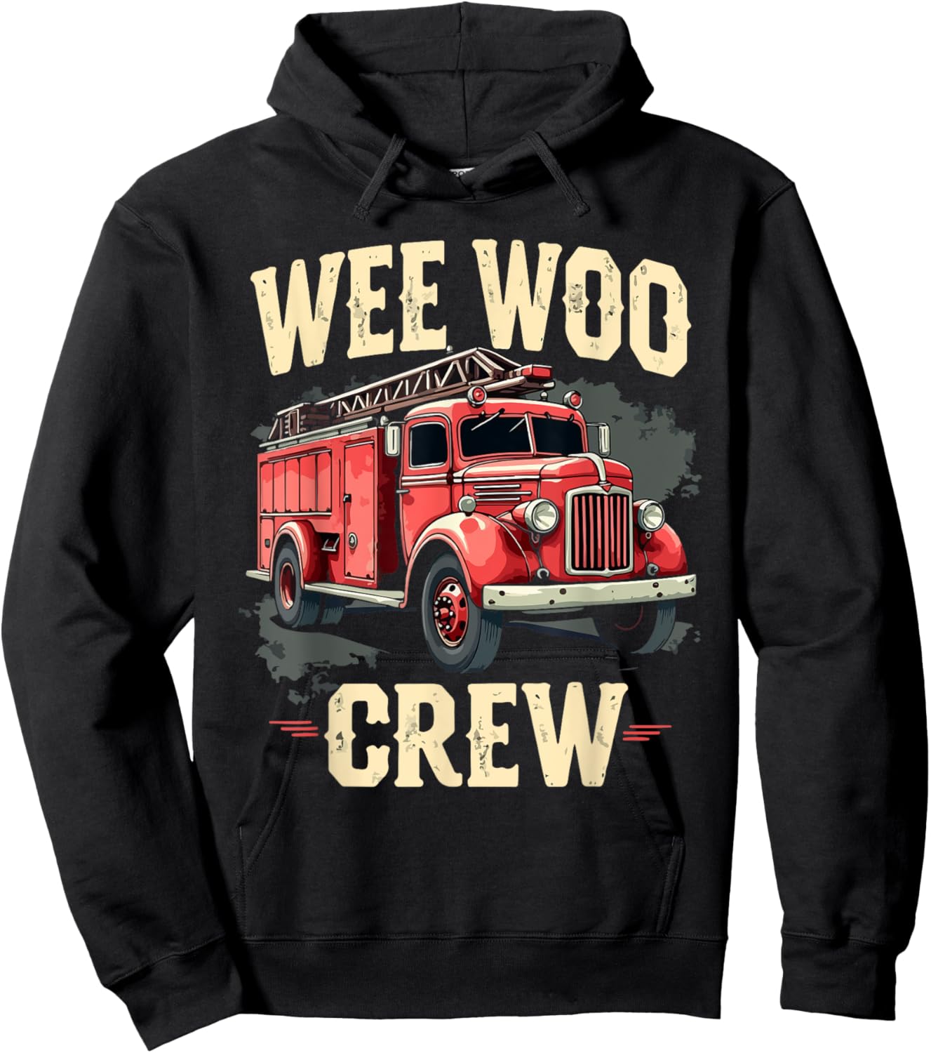 Funny Fire Truck Wee Woo Crew Firetruck Lover Men Women Kids Hoodie - Hoodie | Black