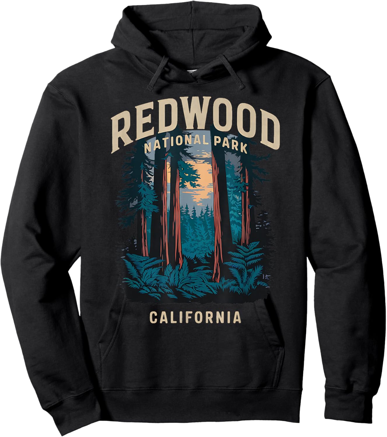 Vintage Redwood National Park California Adventure Hoodie - Hoodie | Black
