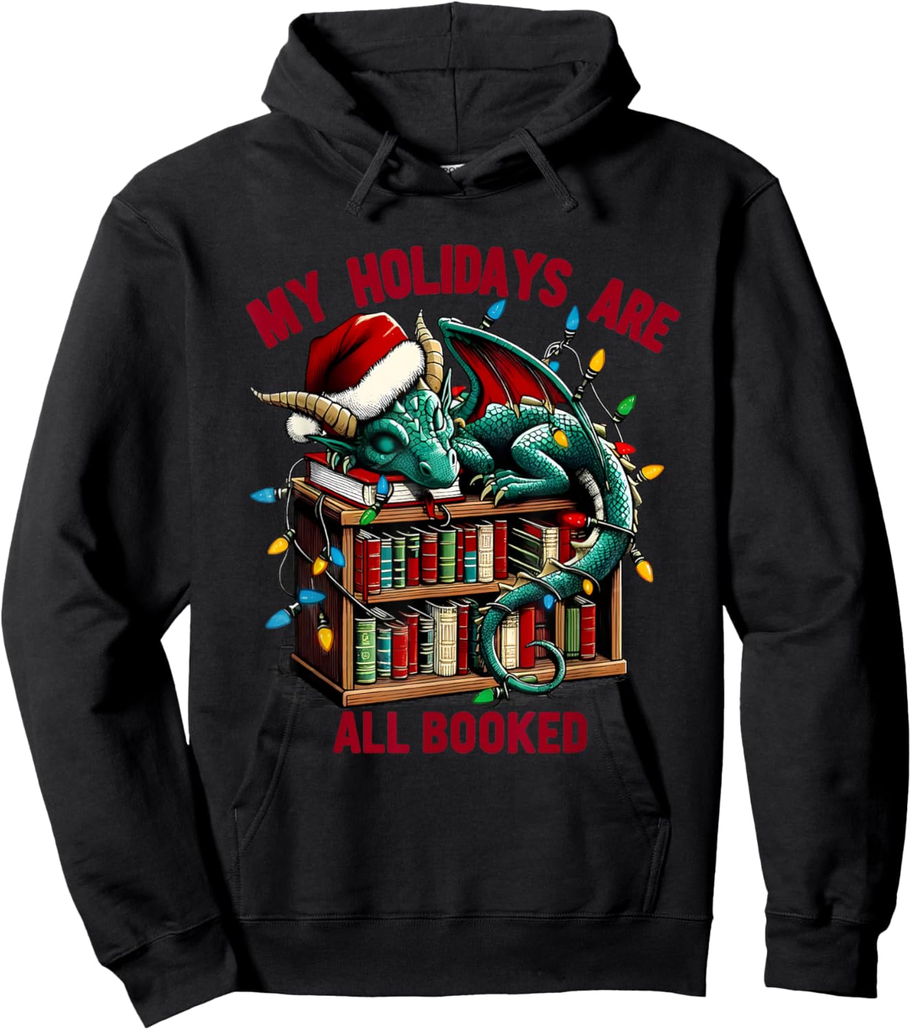 Christmas Dragon My Holidays Are All Booked Book Lovers Kids Hoodie - Hoodie | Black