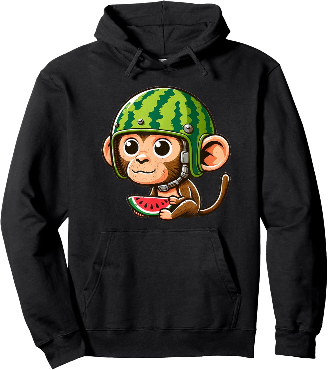 Watermelon Monkey Helmet Hoodie - Hoodie | Black