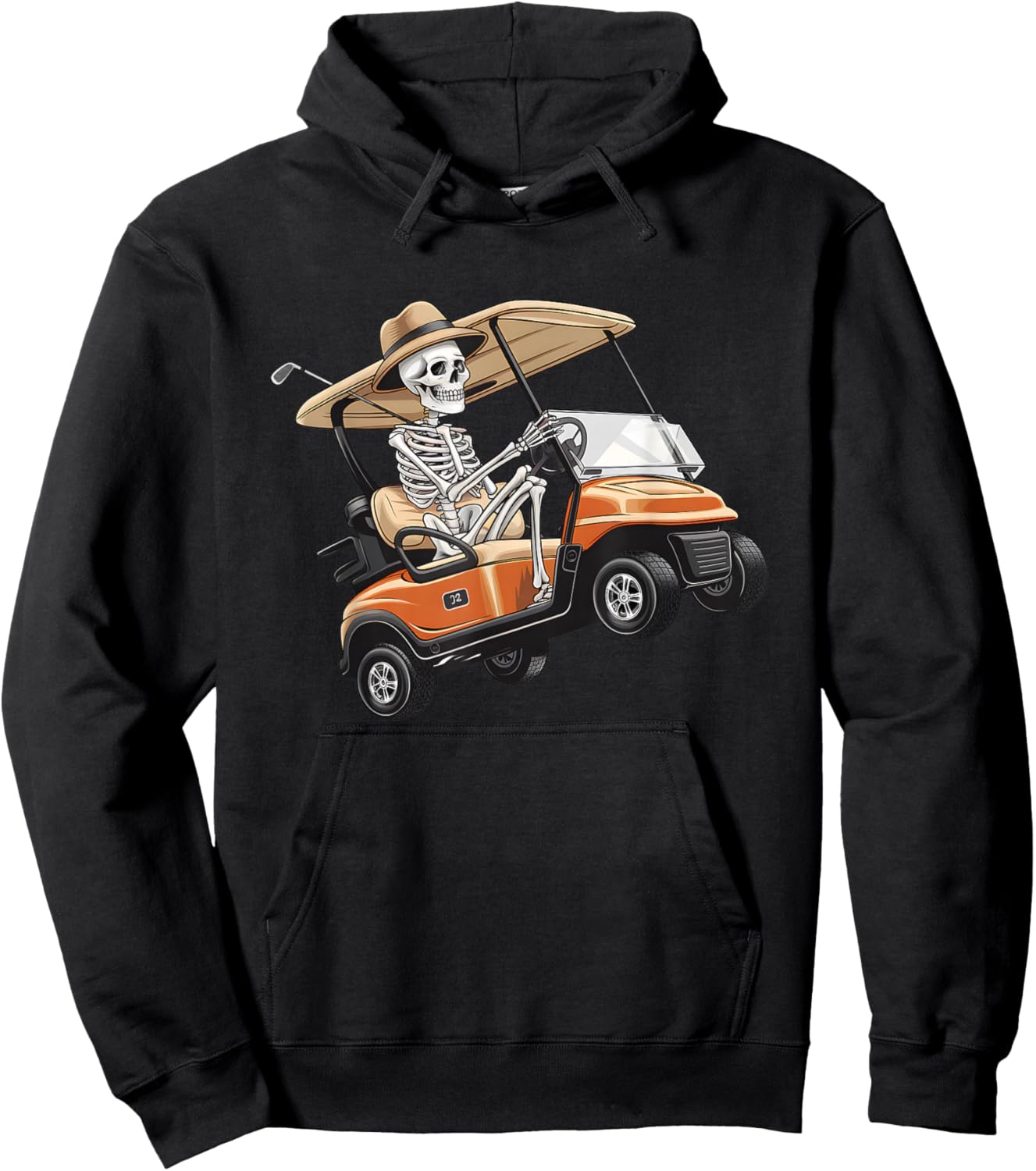 Halloween Funny Skeleton Riding Golf Cart Golfer Sport Lover Hoodie - Hoodie | Black