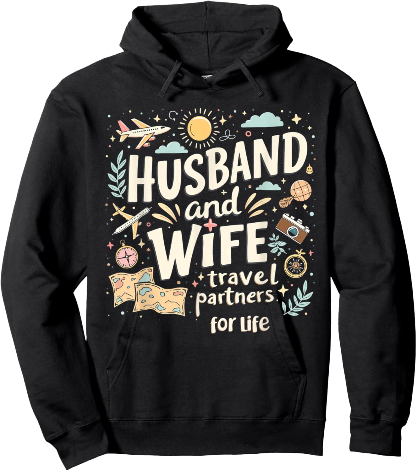 Husband And Wife Travel Partners For Life Matching Couple Hoodie - Hoodie | Black