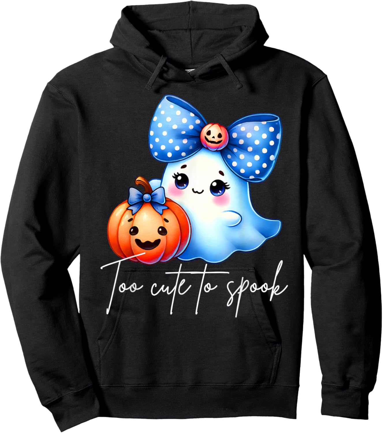 Too Cute To Spook Halloween Ghost Graphic Hoodie - Hoodie | Black