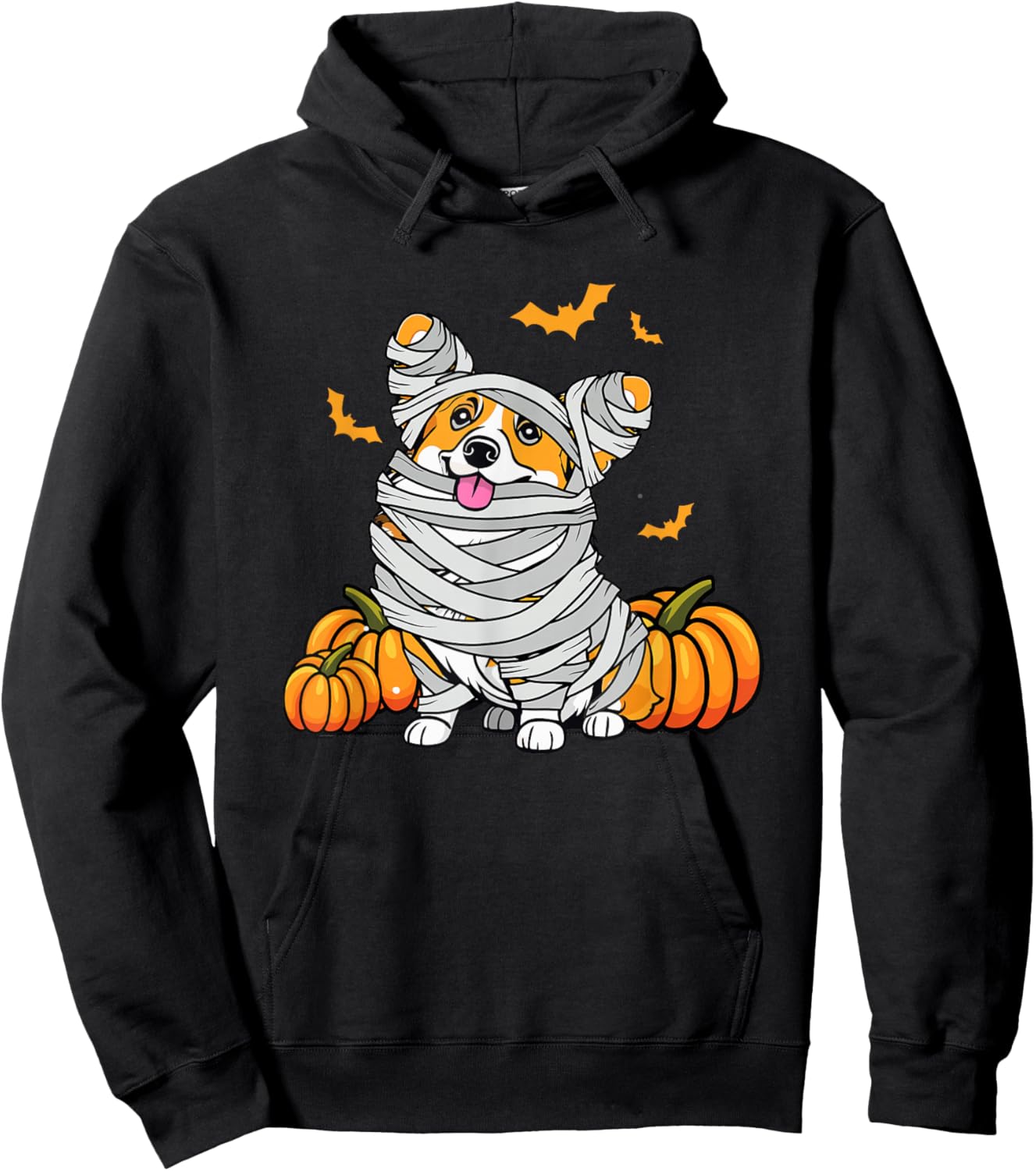Cute Halloween Welsh Corgi Mummy Costume Dog Lover Pumpkin Women Kids Hoodie - Hoodie | Black
