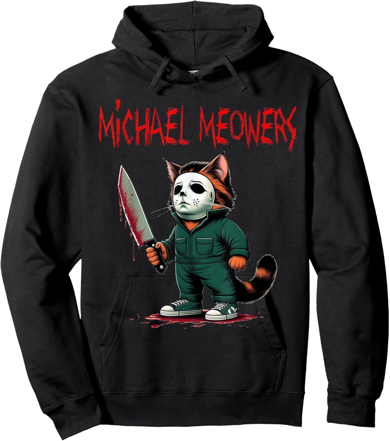 Michael Meowers Halloween Costume Funny Scary Cat Hoodie - Hoodie | Black