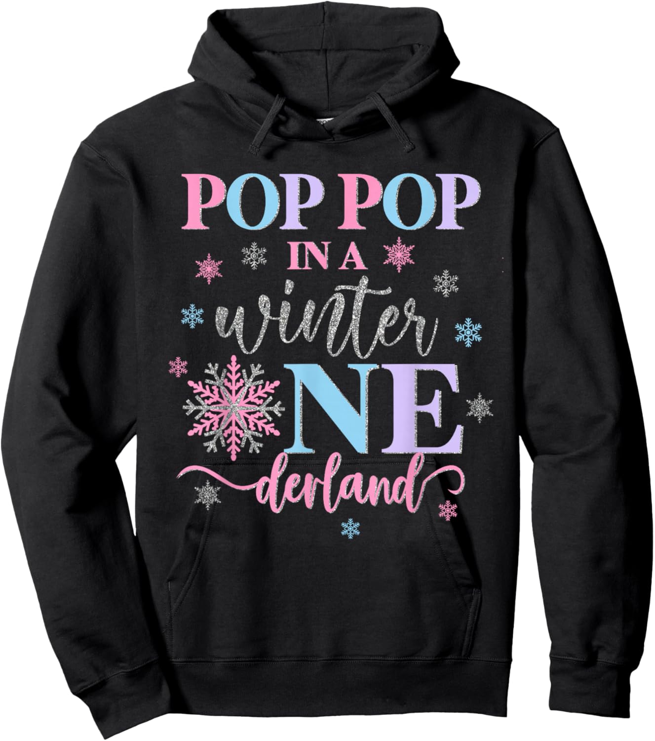 Pop Pop in a Winter Onederland Birthday Girl Sweet Snowflake Hoodie - Hoodie | Black