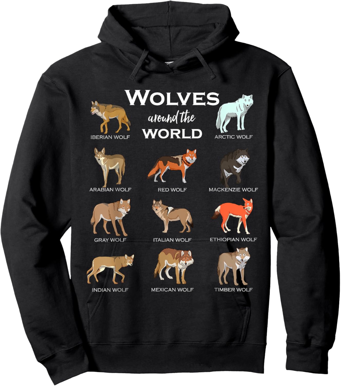 Wolves of the World Hoodie - Hoodie | Black