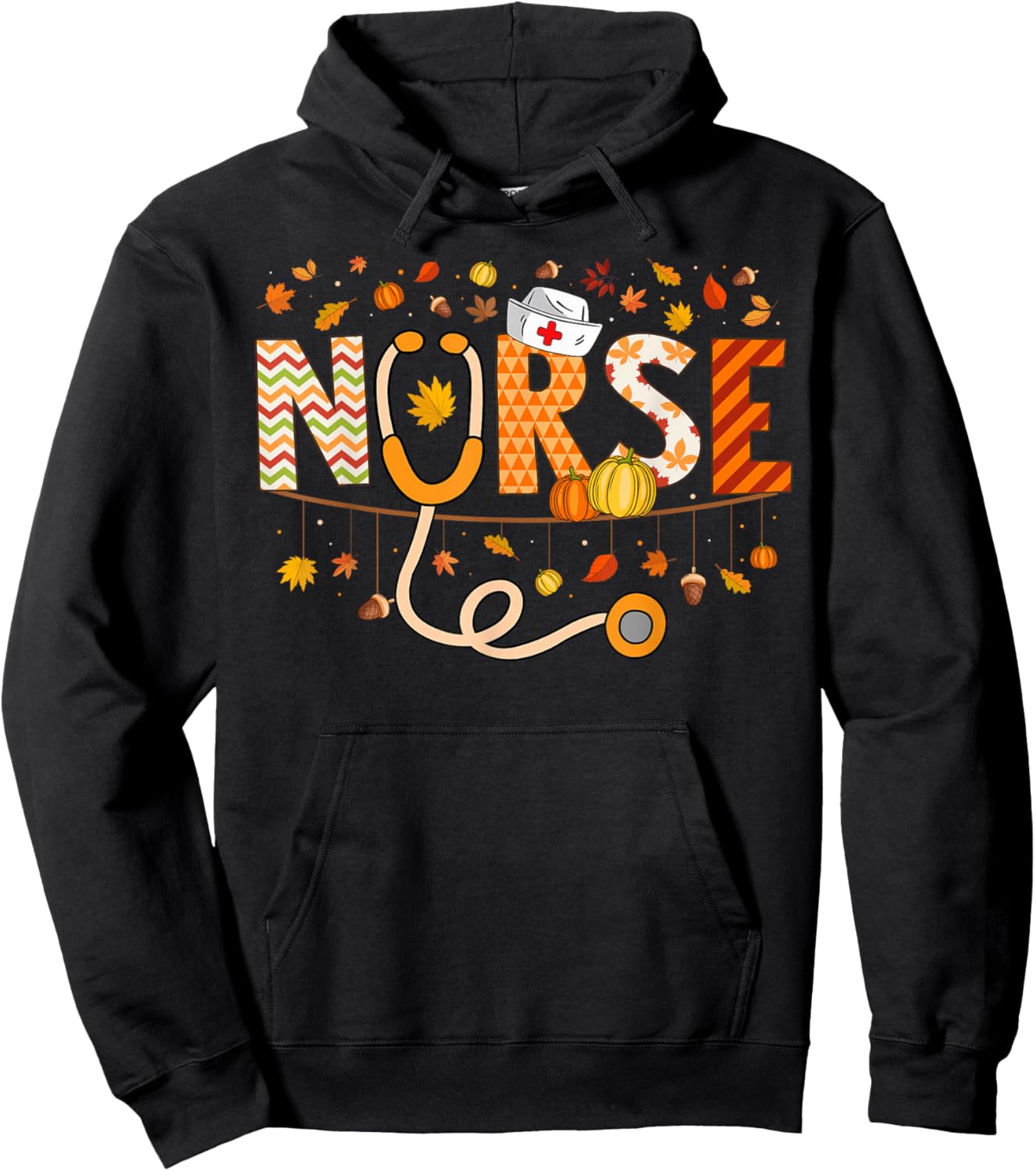 Nurse Thanksgiving Health Worker Nursing Fall Nurse Thankful Hoodie - Hoodie | Black