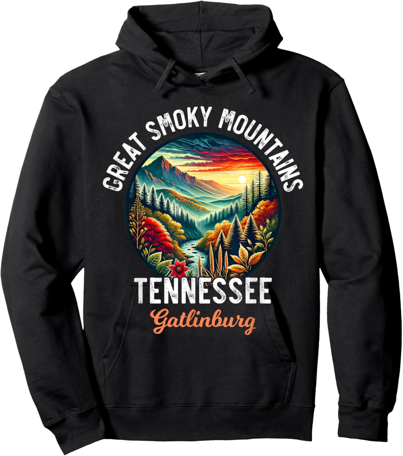 Great Smoky Mountains Tennessee Gatlinburg Vacation Souvenir Hoodie - Hoodie | Black